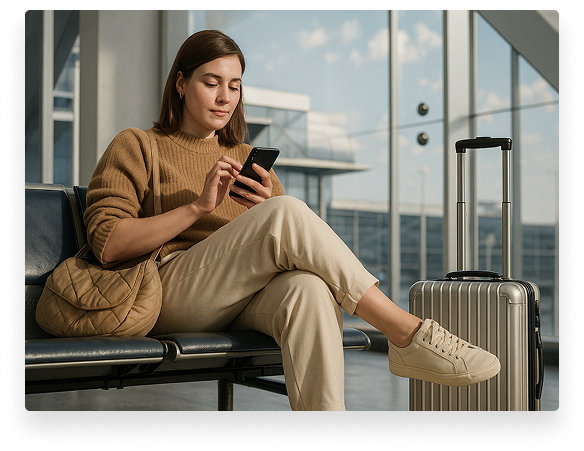 Professional woman working at airport
